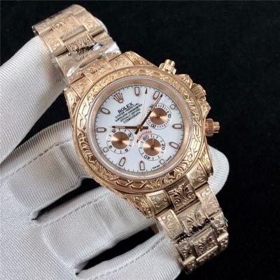 Replica Cosmograph Daytona A21J Automatic  Mens Watch White Dial Vintage Engraving Bracelet Rose Gold E E168