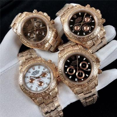 Replica Cosmograph Daytona A21J Automatic  Mens Watch White Dial Vintage Engraving Bracelet Rose Gold E E168