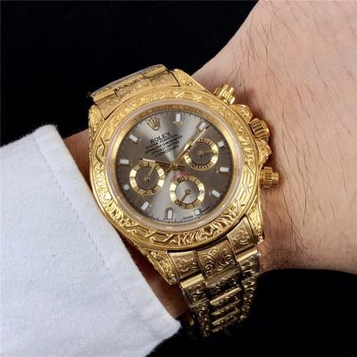 Replica Cosmograph Daytona A21J Automatic  Mens Watch Gold Dial Vintage Engraving Bracelet Yellow Gold F E168