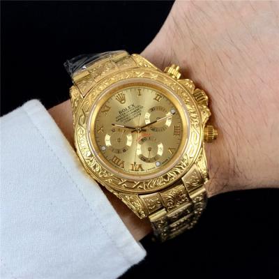 Replica Cosmograph Daytona A21J Automatic  Mens Watch Gold Dial Vintage Engraving Bracelet Yellow Gold F E168