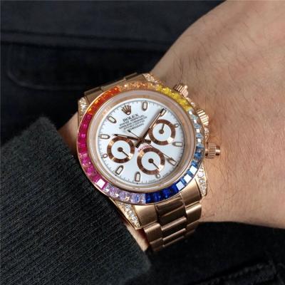 Replica Cosmograph Daytona A21J Automatic  Mens Watch White Dial Oyster Bracelet  Rose Gold E171