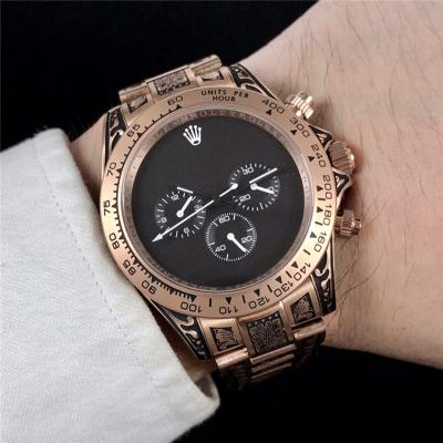 Replica Cosmograph Daytona A21J Automatic  Mens Watch  Black Dial Vintage Engraving Bracelet SS  E172