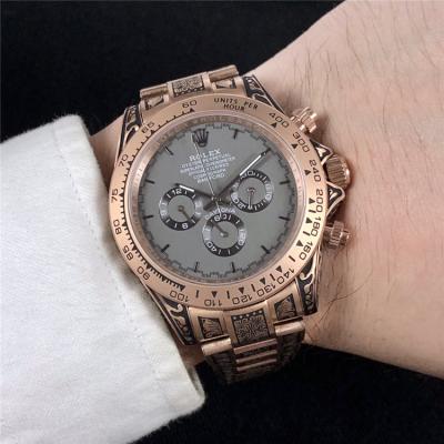 Replica Cosmograph Daytona A21J Automatic  Mens Watch  Black Dial Vintage Engraving Bracelet SS  E172