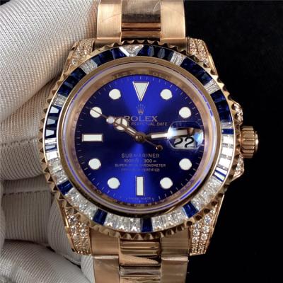 Replica Submariner Japan Miyota 8215 Automatic  Mens Watch   Blue Dial Oyster Bracelet Rose Gold E173