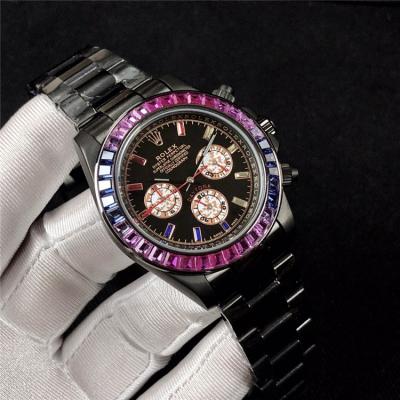 Replica Cosmograph Daytona A21J Automatic  Movement Mens Watch Black Dial  PVD Steel E174