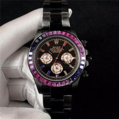 Replica Cosmograph Daytona A21J Automatic  Movement Mens Watch Black Dial  PVD Steel E174