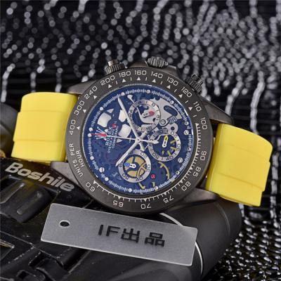 Replica Cosmograph Daytona Japan Quartz Chronograph Mens Watch  skeleton Dial Rubber Strap A E186