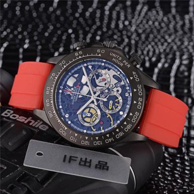 Replica Cosmograph Daytona Japan Quartz Chronograph Mens Watch  skeleton Dial Rubber Strap A E186