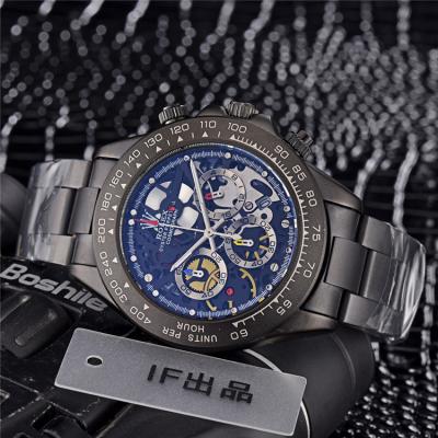 Replica Cosmograph Daytona Japan Quartz Chronograph Mens Watch  skeleton Dial Rubber Strap A E186