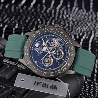 Replica Cosmograph Daytona Japan Quartz Chronograph Mens Watch  skeleton Dial Rubber Strap A E186