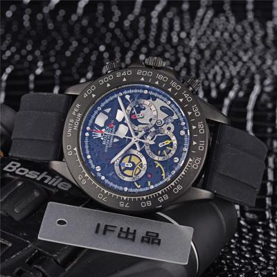 Replica Cosmograph Daytona Japan Quartz Chronograph Mens Watch  skeleton Dial Rubber Strap A E186