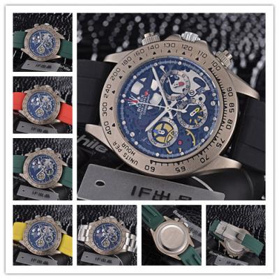 Replica Cosmograph Daytona Japan Quartz Chronograph Mens Watch  skeleton Dial Rubber Strap B E186