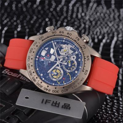 Replica Cosmograph Daytona Japan Quartz Chronograph Mens Watch  skeleton Dial Rubber Strap B E186