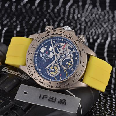 Replica Cosmograph Daytona Japan Quartz Chronograph Mens Watch  skeleton Dial Rubber Strap B E186