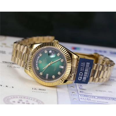 Replica Day-Date Japan Miyota 8215 Automatic Mens Watch Green Dial Oyster Bracelet Yellow Gold​ A E190