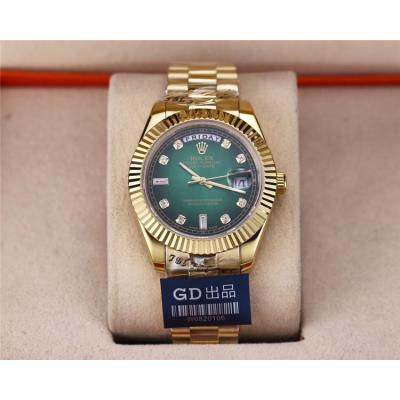 Replica Day-Date Japan Miyota 8215 Automatic Mens Watch Green Dial Oyster Bracelet Yellow Gold​ A E190