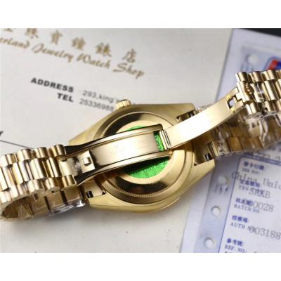 Replica Day-Date Japan Miyota 8215 Automatic Mens Watch Green Dial Oyster Bracelet Yellow Gold​ A E190