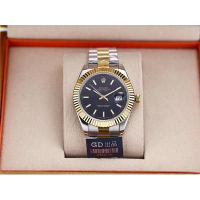 Replica Datejust Japan Miyota 8215 Automatic  Mens Watch Black Dial Oyster Bracelet Two Tone Yellow Gold B E190