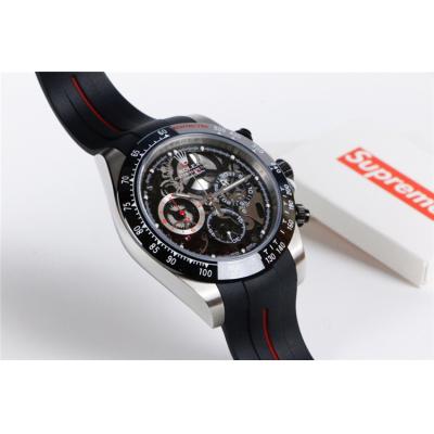 Replica Cosmograph Daytona Japan Quartz Chronograph Mens Watch  skeleton Dial PVD Steel E192