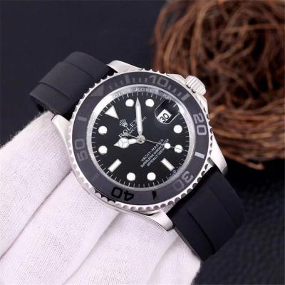 Replica  Yacht-Master  A21j Automatic Movement Mens Watch Black Dial Rubber Strap  E193