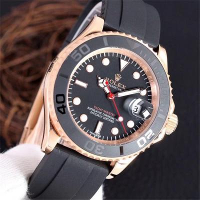 Replica  Yacht-Master  A21j Automatic Movement Mens Watch Black Dial Rubber Strap  E193