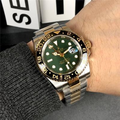 Replica GMT-Master II A21J Automatic Mens Watch Black Dial Oyster Bracelet Two Tone Yellow Gold E201