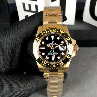 Replica GMT-Master II A21J Automatic Mens Watch Black Dial Oyster Bracelet Two Tone Yellow Gold E201