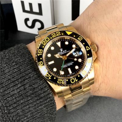 Replica GMT-Master II A21J Automatic Mens Watch Black Dial Oyster Bracelet Two Tone Yellow Gold E201