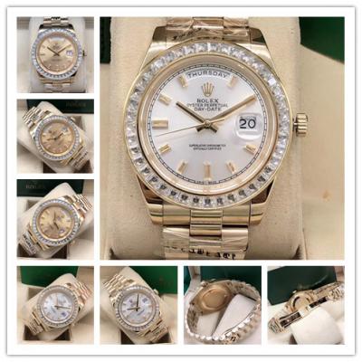 Replica  Day-Date  A2813 Automatic Movement Mens Watch White Dial Oyster Bracelet Yellow Gold E204