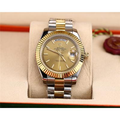 Replica  Day-Date  Miyota 8285 Automatic  Mens Watch  White Dial Oyster Bracelet Two Tone Yellow Gold C E206