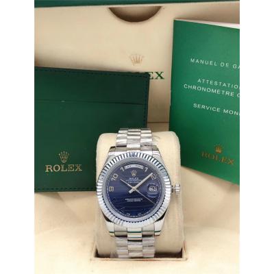 Replica  Day-Date  A2813 Automatic Movement Mens Watch Blue Dial Oyster Bracelet  SS E210