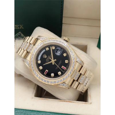 Replica  Day-Date A2813 Automatic Movement Mens Watch Gold Dial Oyster Bracelet Yellow Gold B E213