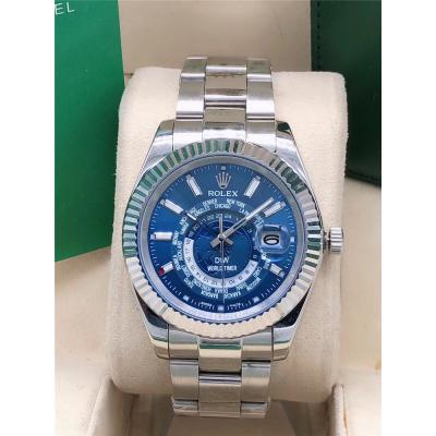 Replica SKY-DWELLER A21J Automatic Movement Mens Watch Blue Dial Oyster Bracelet SS B E215