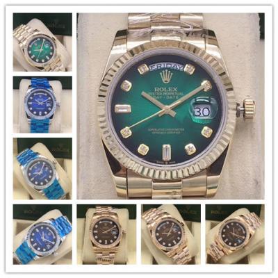 Replica Day-Date A2813 Automatic Movement Mens Watch Green Dial Oyster Bracelet Yellow Gold E218