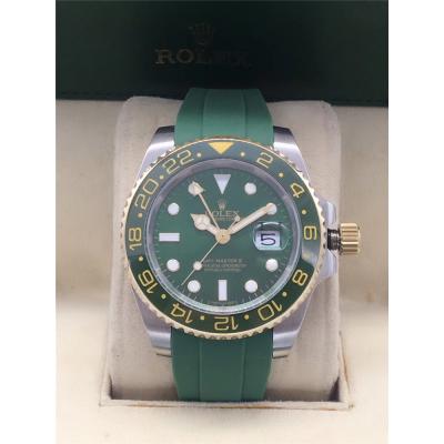 Replica GMT-Master II A21J Automatic Movement Mens Watch Green Dial Rubber Strap B E224