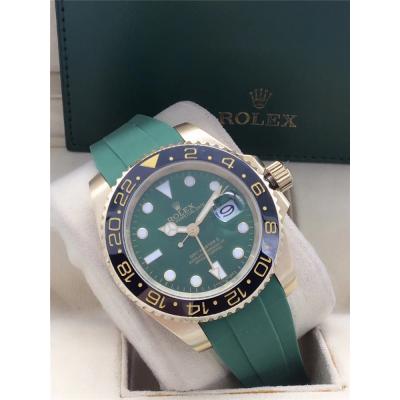 Replica GMT-Master II A21J Automatic Movement Mens Watch Green Dial Rubber Strap B E224