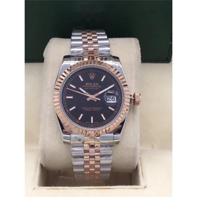 Replica Datejust A2813 Automatic Mens Watch Black Dial Jubilee Bracelet Rose Gold E227