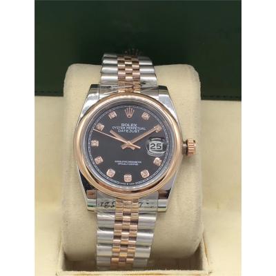 Replica Datejust A2813 Automatic Mens Watch Black Dial Jubilee Bracelet Rose Gold E230