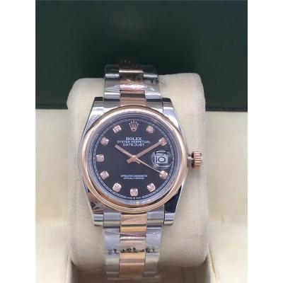 Replica Datejust A2813 Automatic Mens Watch Black Dial Jubilee Bracelet Rose Gold E230