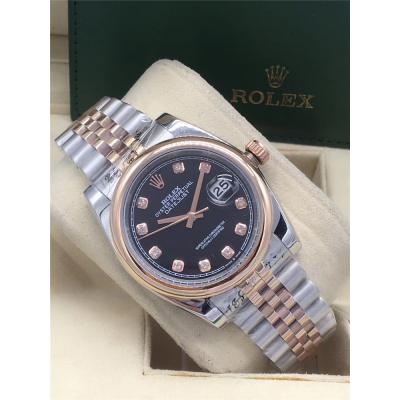 Replica Datejust A2813 Automatic Mens Watch Black Dial Jubilee Bracelet Rose Gold E230