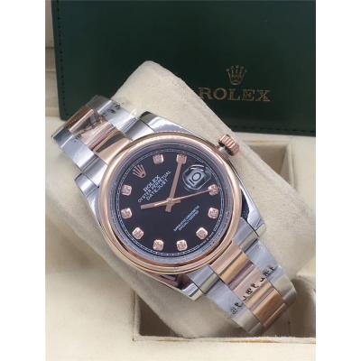 Replica Datejust A2813 Automatic Mens Watch Black Dial Jubilee Bracelet Rose Gold E230