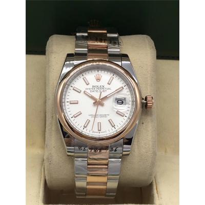 Replica Datejust A2813 Automatic Mens Watch White Dial Oyster Bracelet Rose Gold E231