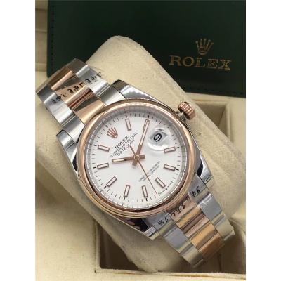 Replica Datejust A2813 Automatic Mens Watch White Dial Oyster Bracelet Rose Gold E231