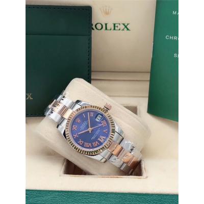 Replica Datejust A2813 Automatic Movement Womens Watch Blue Dial Oyster Bracelet Rose Gold B E239