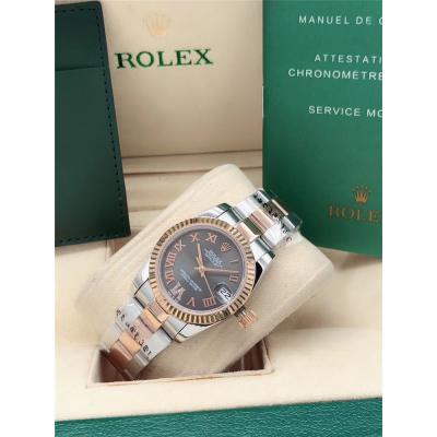 Replica Datejust A2813 Automatic Movement Womens Watch Blue Dial Oyster Bracelet Rose Gold B E239