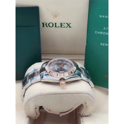 Replica Datejust A2813 Automatic Movement Womens Watch Blue Dial Oyster Bracelet Rose Gold B E239