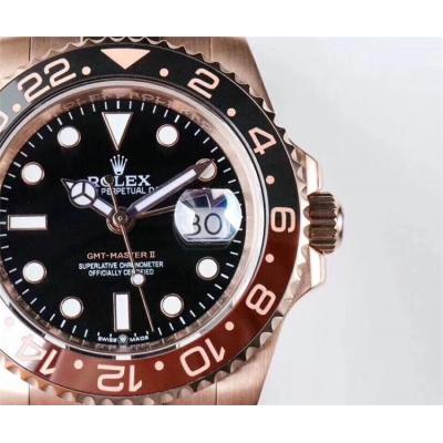 Replica Yacht-Master II A2813 Automatic Movement Mens Watch Black Dial Oyster Bracelet Rose Gold E244