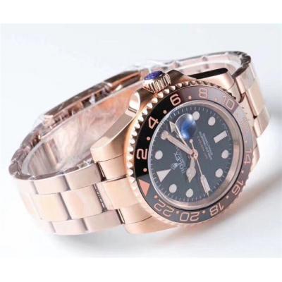 Replica Yacht-Master II A2813 Automatic Movement Mens Watch Black Dial Oyster Bracelet Rose Gold E244