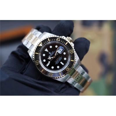 Replica Sea-Dweller A21J Automatic Movement Mens Watch Black Dial Oyster Bracelet Yellow Gold E268