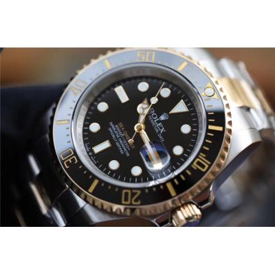 Replica Sea-Dweller A21J Automatic Movement Mens Watch Black Dial Oyster Bracelet Yellow Gold E268